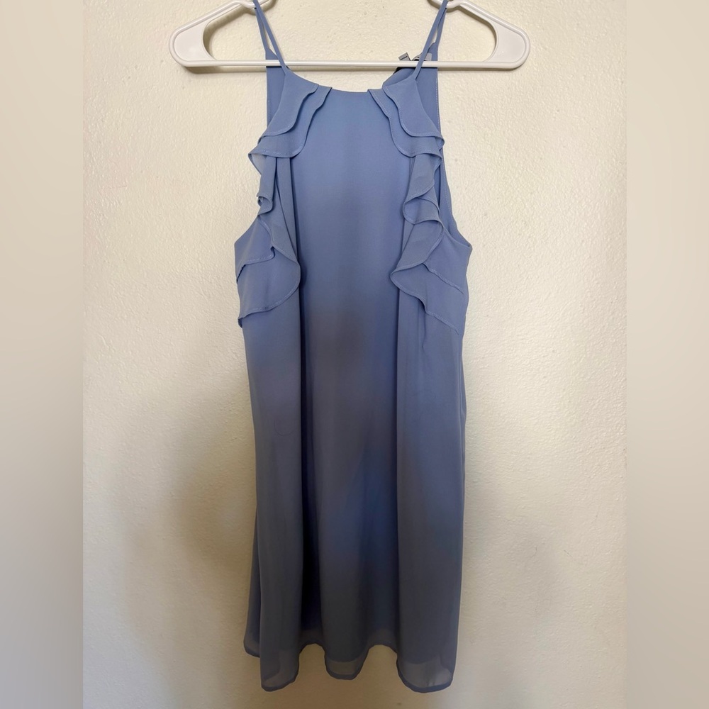 Naked Zebra Blue Ruffle Midi Dress